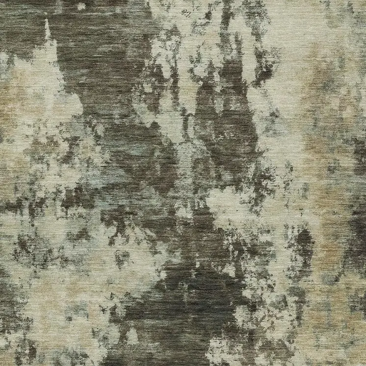 9' X 12' Brown And Beige Abstract Washable Indoor Outdoor Area Rug