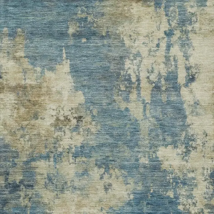 8' X 10' Blue And Beige Abstract Washable Indoor Outdoor Area Rug