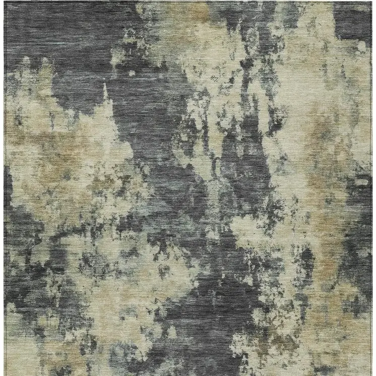 5' X 8' Gray And Beige Abstract Washable Indoor Outdoor Area Rug