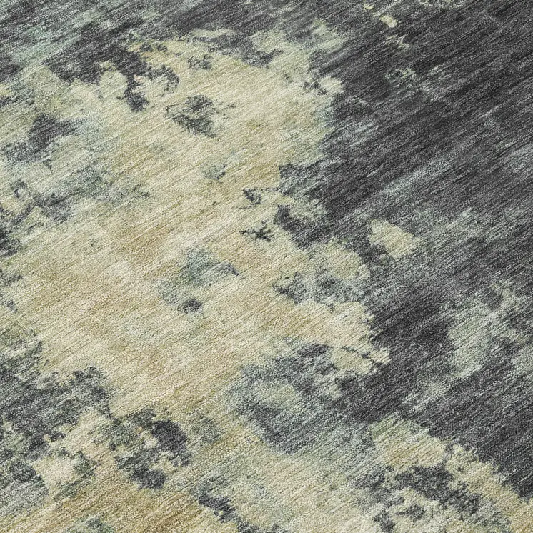 8' Gray And Beige Round Abstract Washable Indoor Outdoor Area Rug