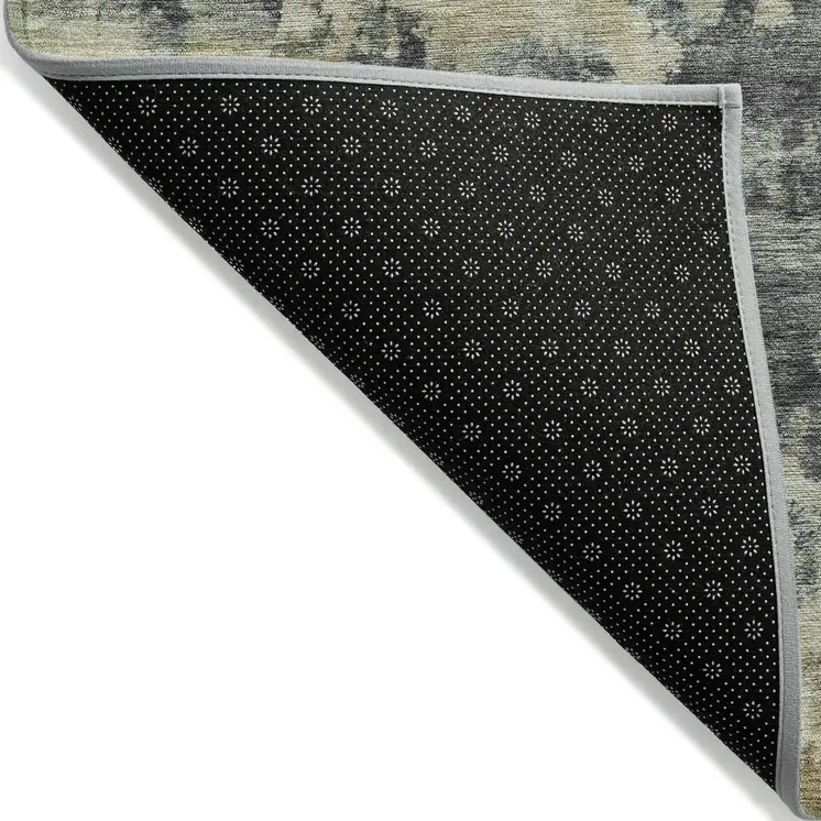 9' X 12' Gray And Beige Abstract Washable Indoor Outdoor Area Rug