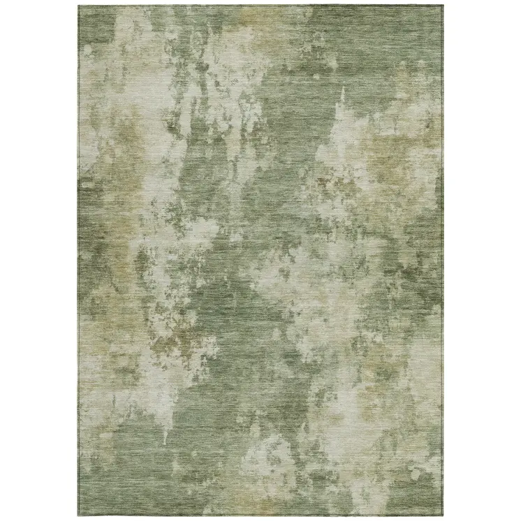 3' X 5' Sage And Beige Abstract Washable Indoor Outdoor Area Rug
