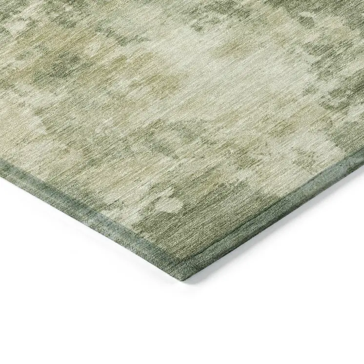 3' X 5' Sage And Beige Abstract Washable Indoor Outdoor Area Rug
