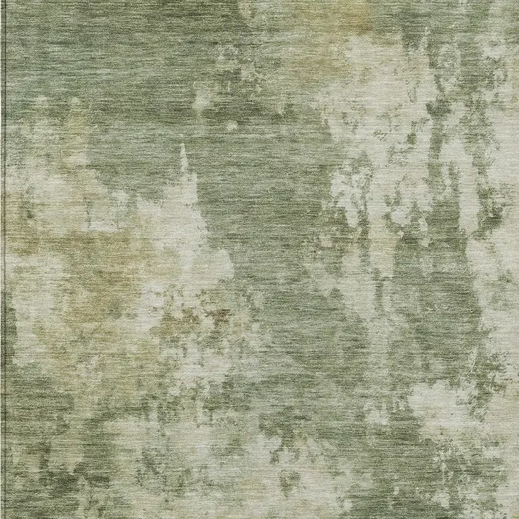 5' X 8' Sage And Beige Abstract Washable Indoor Outdoor Area Rug