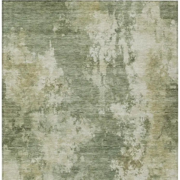 9' X 12' Sage And Beige Abstract Washable Indoor Outdoor Area Rug