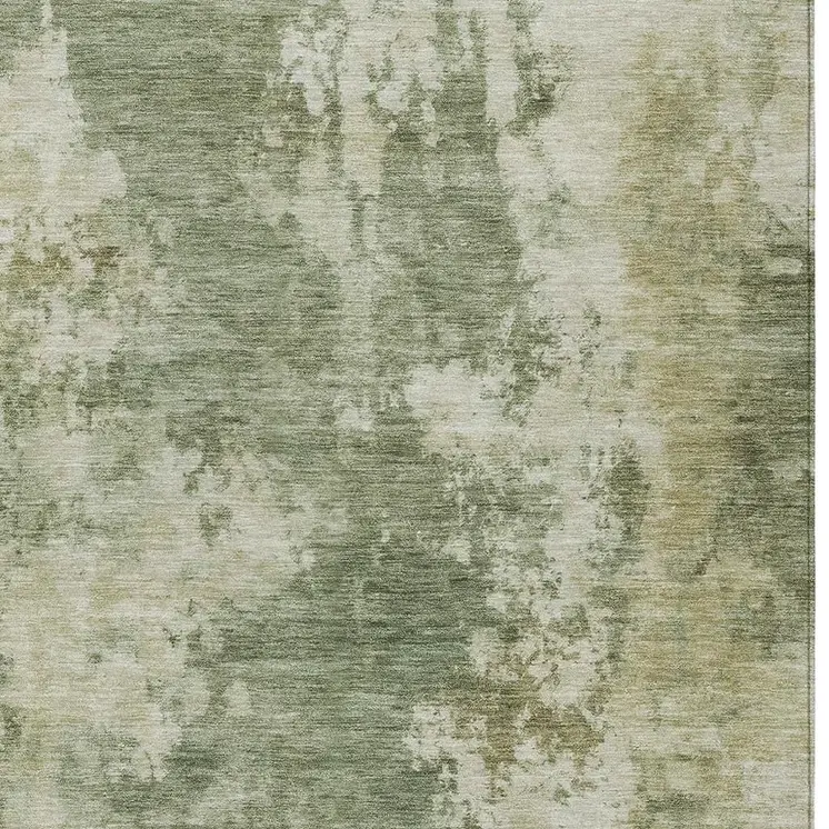 10' X 14' Sage And Beige Abstract Washable Indoor Outdoor Area Rug