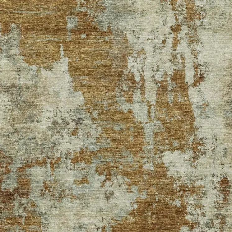 3' X 5' Terra Cotta And Beige Abstract Washable Indoor Outdoor Area Rug