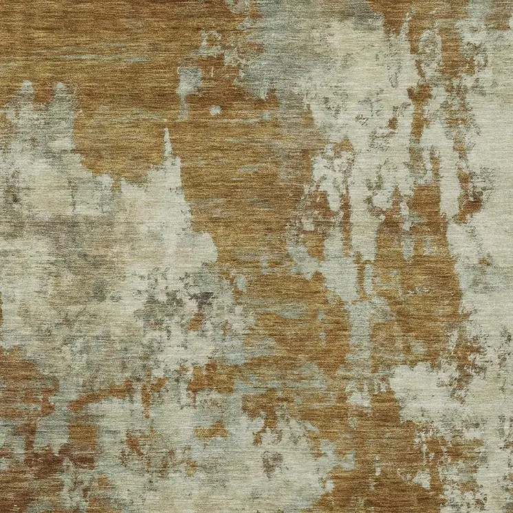 5' X 8' Terra Cotta And Beige Abstract Washable Indoor Outdoor Area Rug