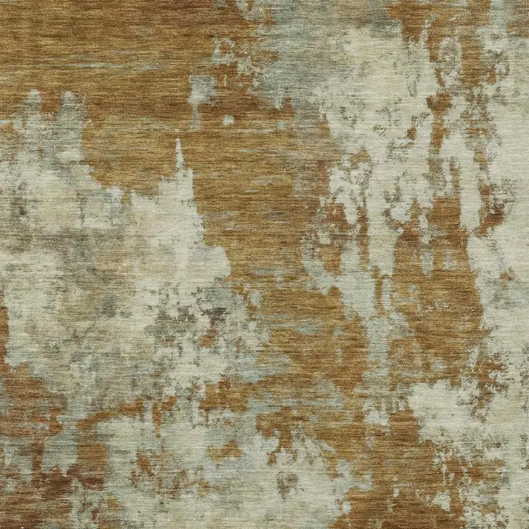 5' X 8' Terra Cotta And Beige Abstract Washable Indoor Outdoor Area Rug