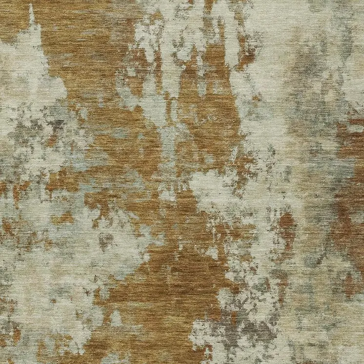 5' X 8' Terra Cotta And Beige Abstract Washable Indoor Outdoor Area Rug