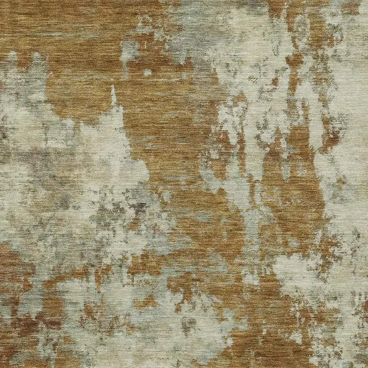 5' X 8' Terra Cotta And Beige Abstract Washable Indoor Outdoor Area Rug