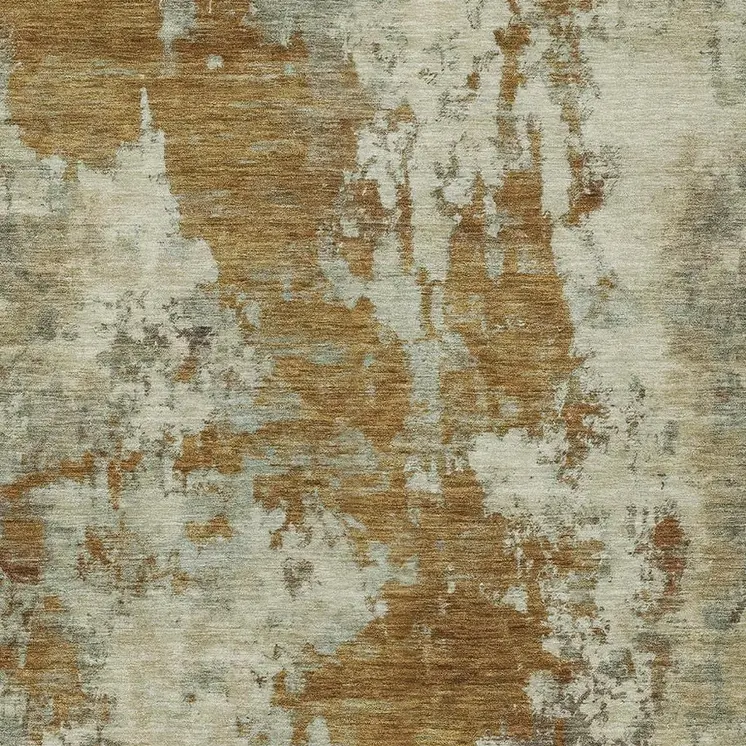 10' X 14' Terra Cotta And Beige Abstract Washable Indoor Outdoor Area Rug