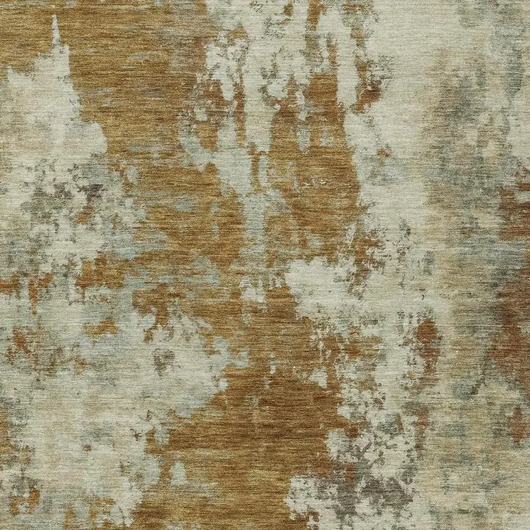 10' X 14' Terra Cotta And Beige Abstract Washable Indoor Outdoor Area Rug