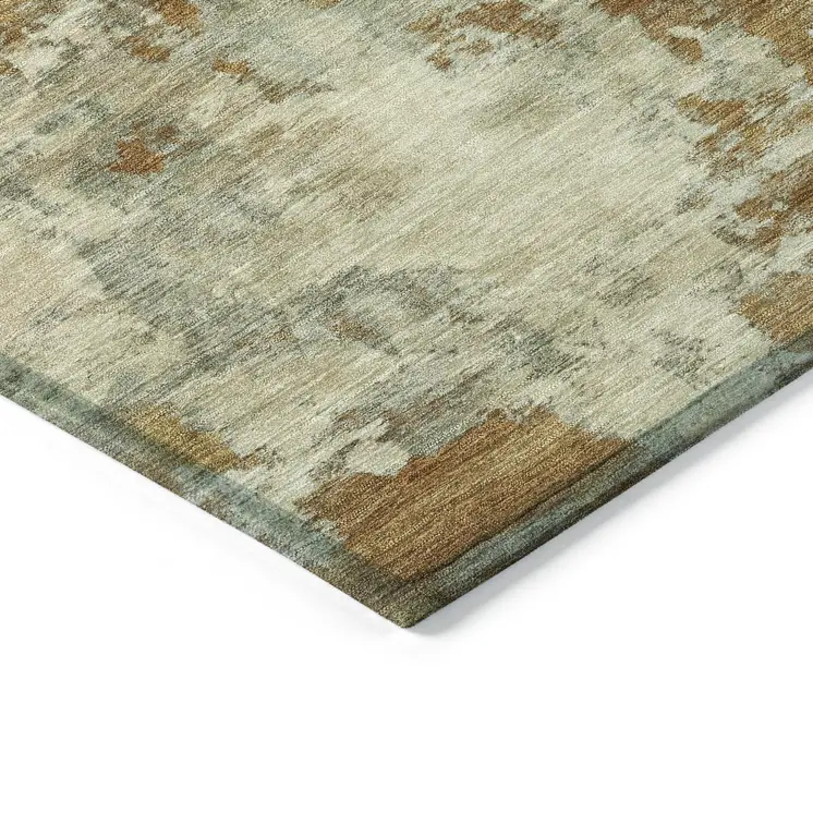 10' X 14' Terra Cotta And Beige Abstract Washable Indoor Outdoor Area Rug