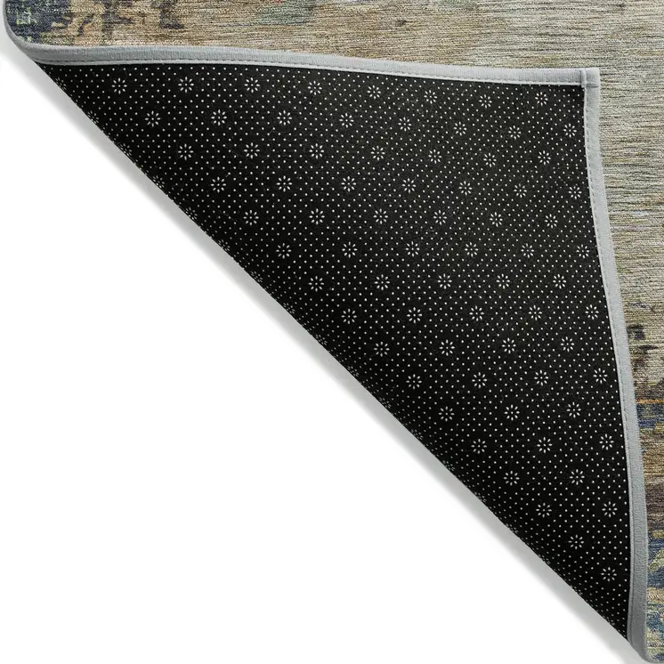 10' X 14' Blue Green And Beige Abstract Washable Indoor Outdoor Area Rug