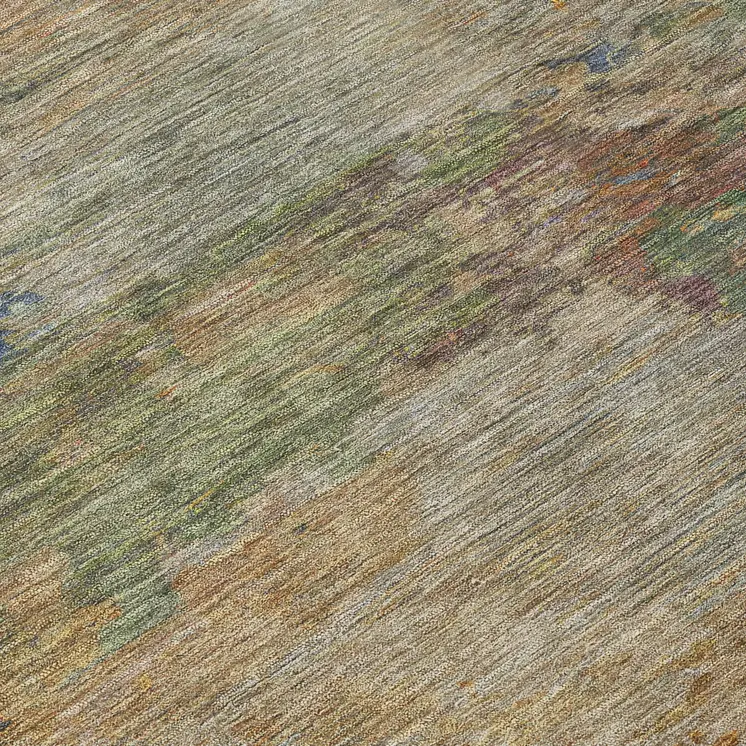 9' X 12' Denim Blue Beige And Copper Abstract Washable Indoor Outdoor Area Rug
