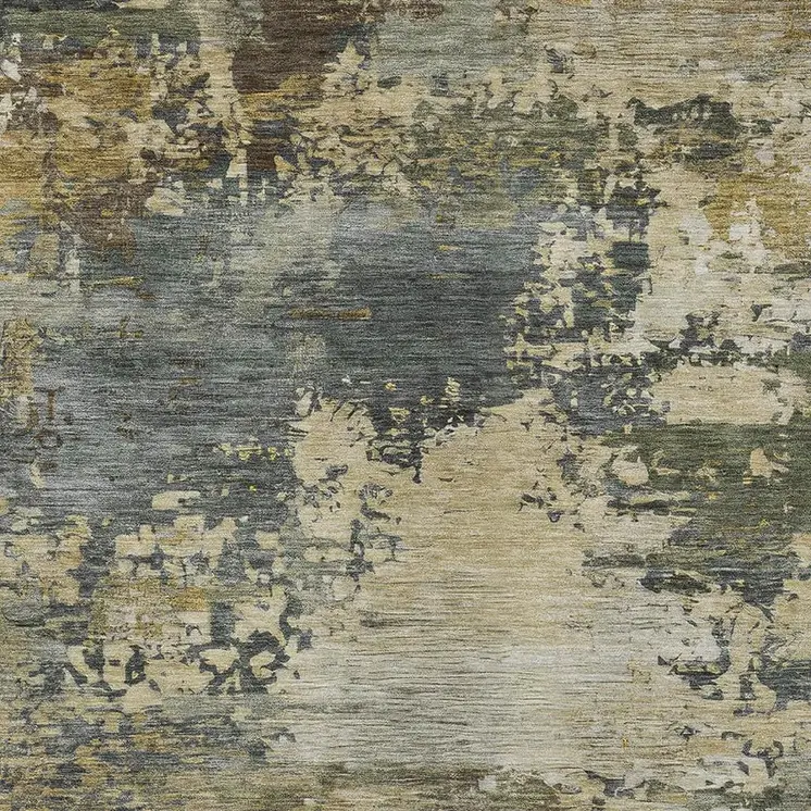 3' X 5' Gray Beige And Khaki Abstract Washable Indoor Outdoor Area Rug