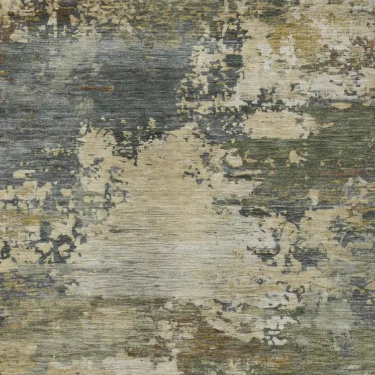 3' X 5' Gray Beige And Khaki Abstract Washable Indoor Outdoor Area Rug