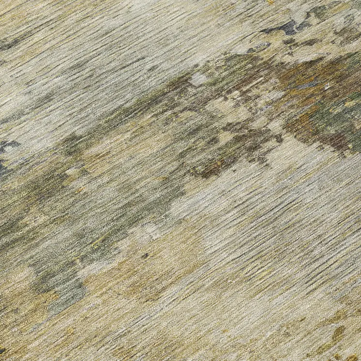 5' X 8' Gray Beige And Khaki Abstract Washable Indoor Outdoor Area Rug