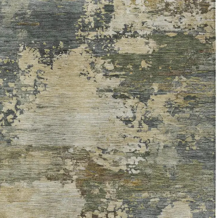 8' X 10' Gray Beige And Khaki Abstract Washable Indoor Outdoor Area Rug