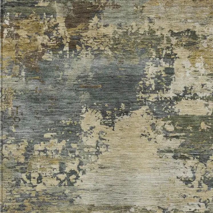 10' X 14' Gray Beige And Khaki Abstract Washable Indoor Outdoor Area Rug