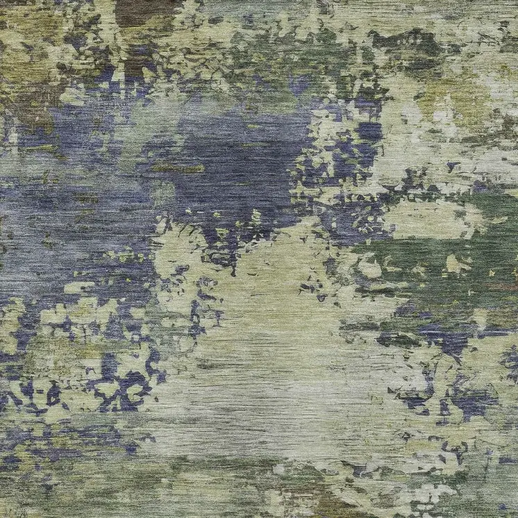 3' X 5' Purple Olive Green And Taupe Abstract Washable Indoor Outdoor Area Rug