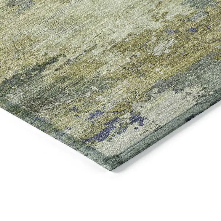 8' X 10' Purple Olive Green And Taupe Abstract Washable Indoor Outdoor Area Rug