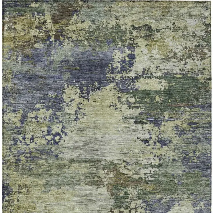 9' X 12' Purple Olive Green And Taupe Abstract Washable Indoor Outdoor Area Rug