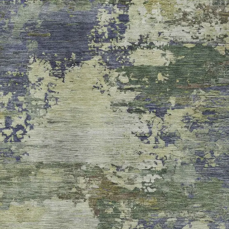 9' X 12' Purple Olive Green And Taupe Abstract Washable Indoor Outdoor Area Rug