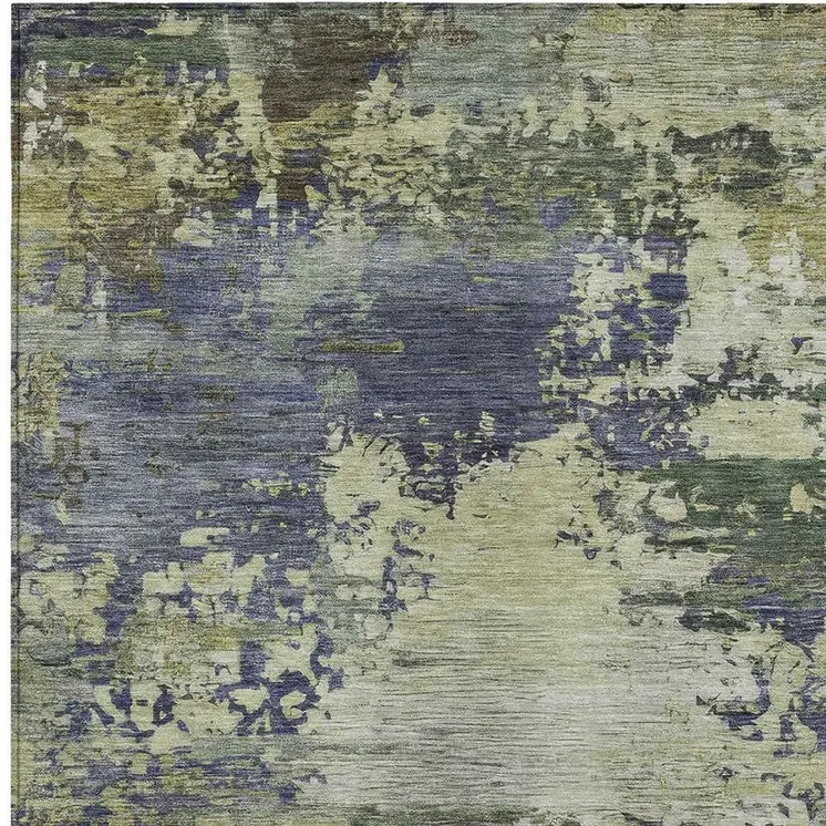 10' X 14' Purple Olive Green And Taupe Abstract Washable Indoor Outdoor Area Rug