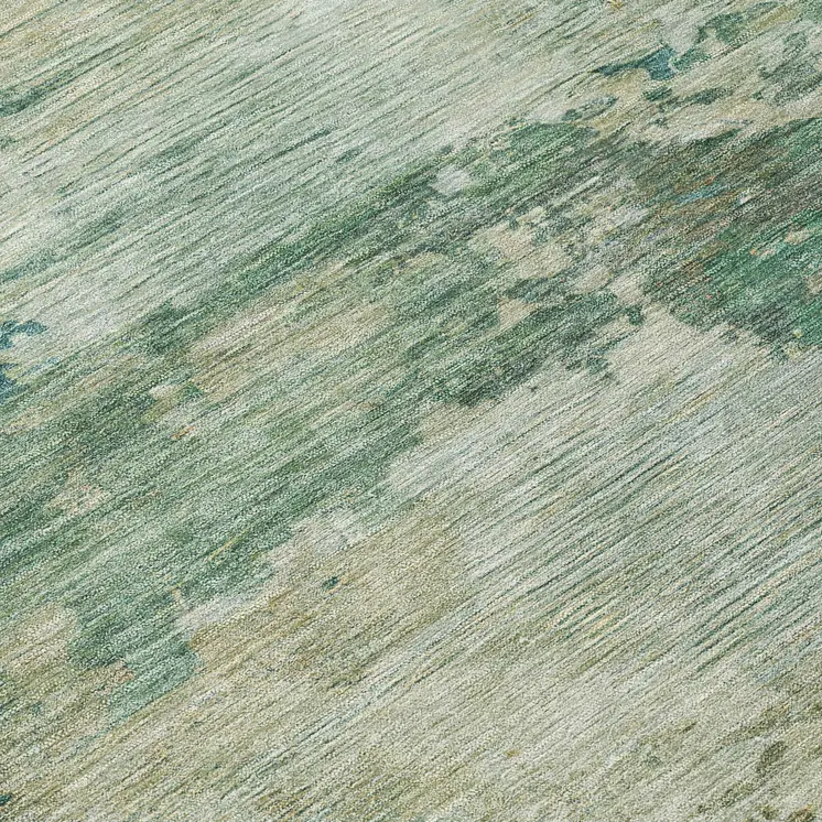 9' X 12' Teal Blue Beige And Denim Blue Abstract Washable Indoor Outdoor Area Rug