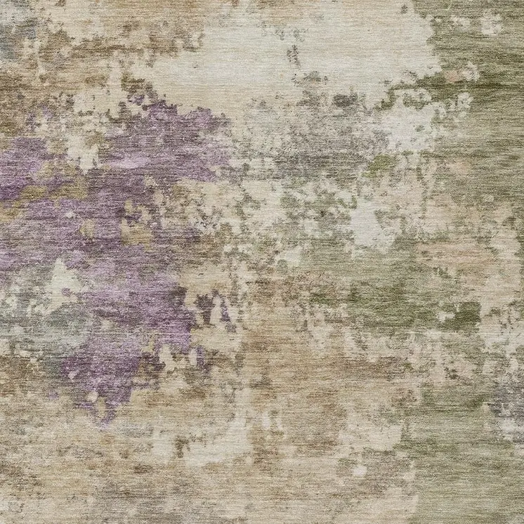 3' X 5' Beige Green And Purple Abstract Washable Indoor Outdoor Area Rug