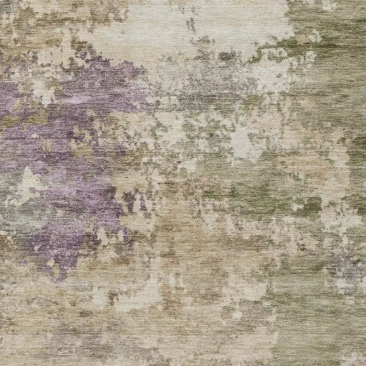8' X 10' Beige Green And Purple Abstract Washable Indoor Outdoor Area Rug