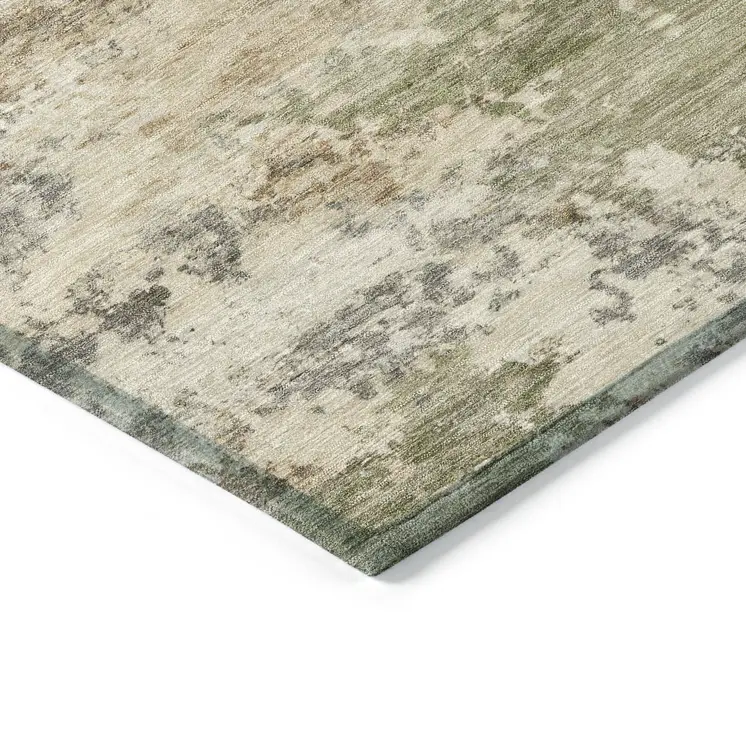 8' X 10' Beige Green And Purple Abstract Washable Indoor Outdoor Area Rug