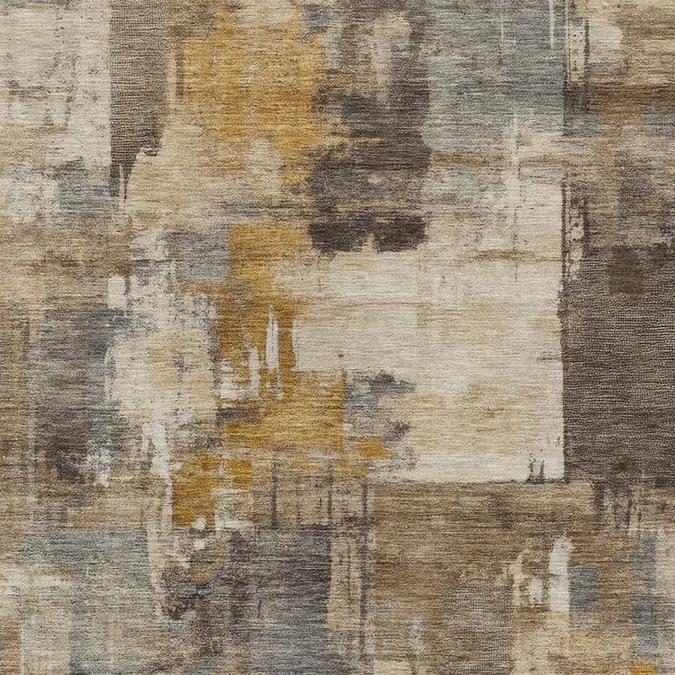 8' X 10' Brown Beige And Charcoal Abstract Washable Indoor Outdoor Area Rug