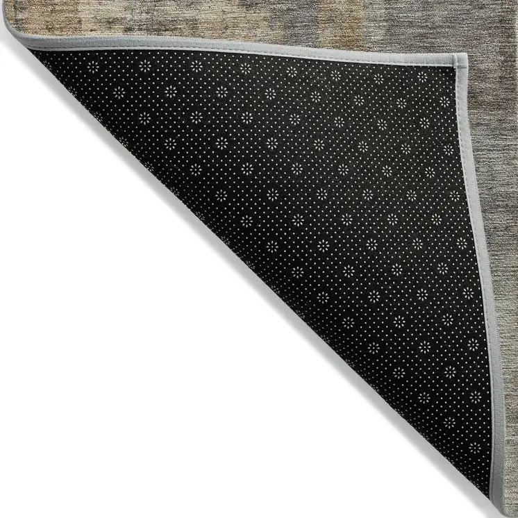 9' X 12' Brown Beige And Charcoal Abstract Washable Indoor Outdoor Area Rug
