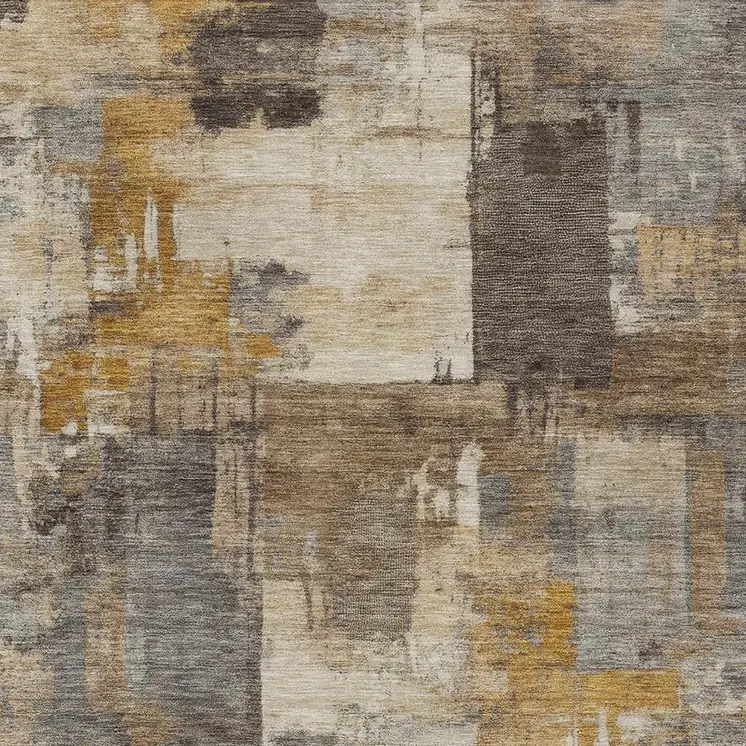 9' X 12' Brown Beige And Charcoal Abstract Washable Indoor Outdoor Area Rug