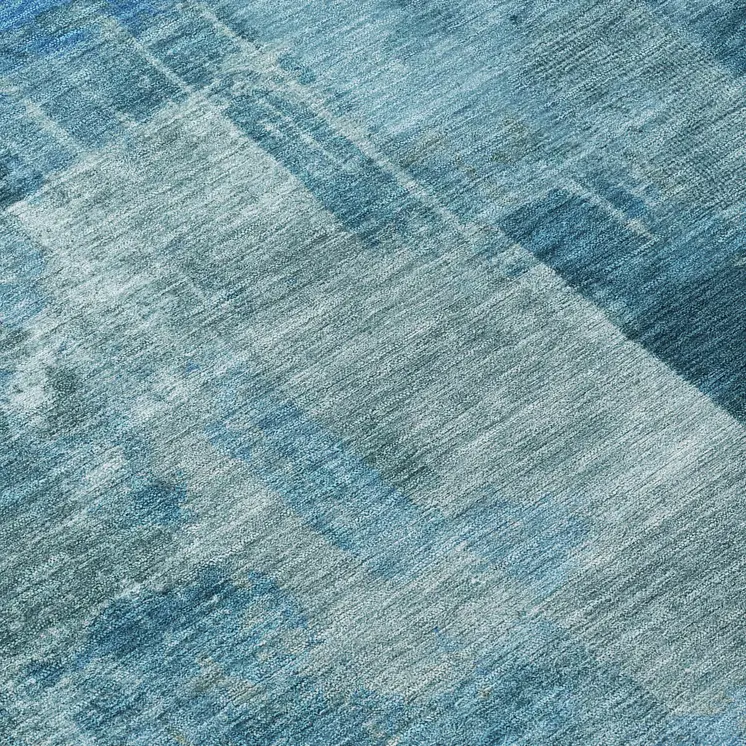 8' Blue And Ivory Round Abstract Washable Indoor Outdoor Area Rug