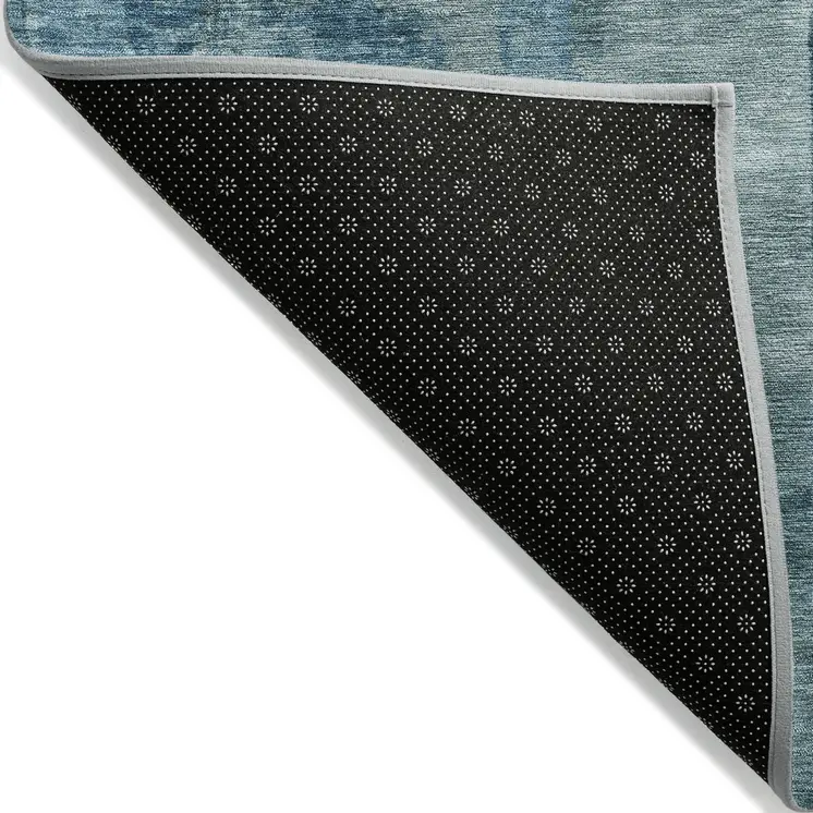 10' X 14' Blue And Ivory Abstract Washable Indoor Outdoor Area Rug