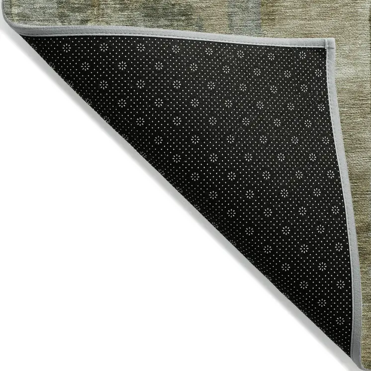10' X 14' Green Gray And Sky Blue Abstract Washable Indoor Outdoor Area Rug