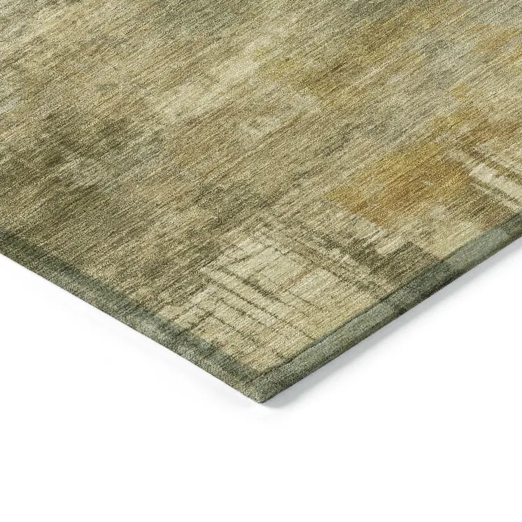 9' X 12' Khaki Beige And Wheat Abstract Washable Indoor Outdoor Area Rug
