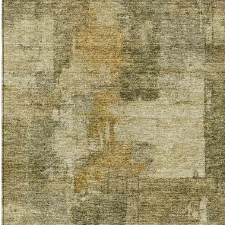 10' X 14' Khaki Beige And Wheat Abstract Washable Indoor Outdoor Area Rug