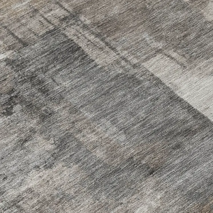 8' Pewter Khaki And Charcoal Round Abstract Washable Indoor Outdoor Area Rug