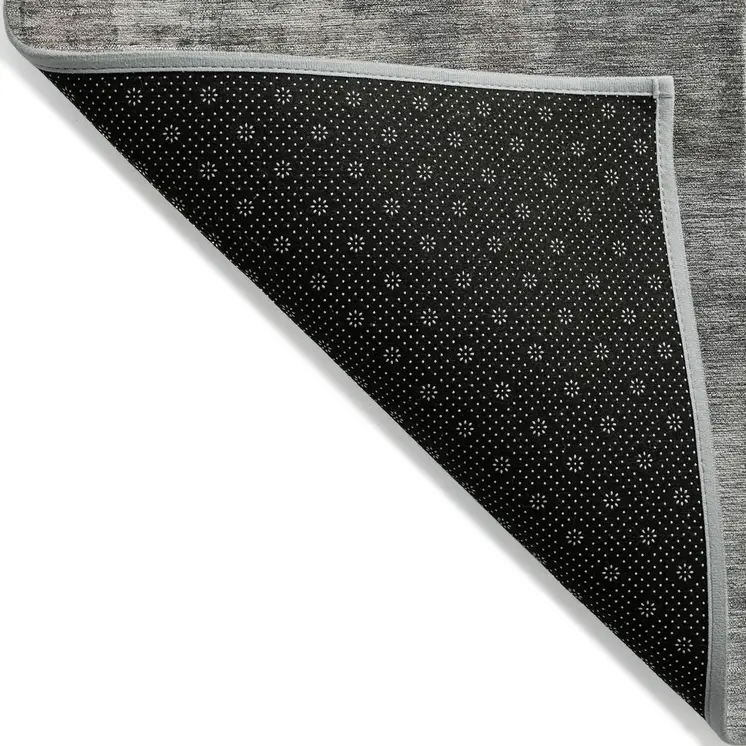 9' X 12' Pewter Khaki And Charcoal Abstract Washable Indoor Outdoor Area Rug