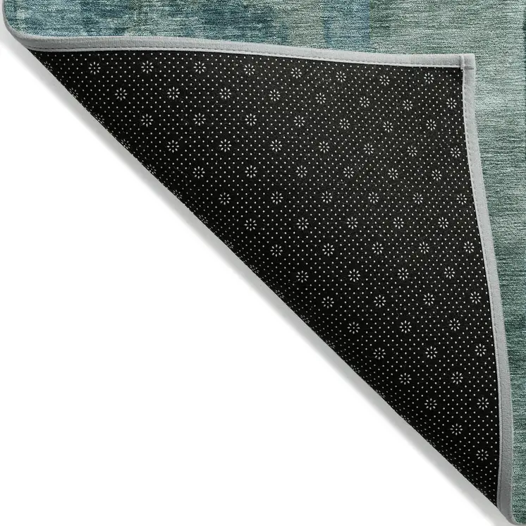 10' X 14' Teal Blue And Pale Aqua Abstract Washable Indoor Outdoor Area Rug