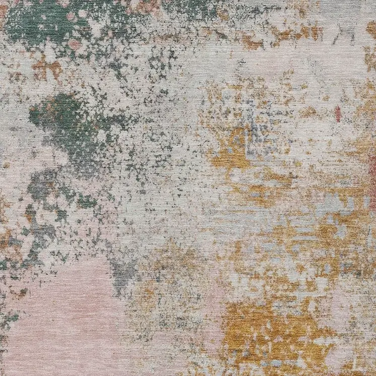 5' X 8' Pink Charcoal And Copper Abstract Washable Indoor Outdoor Area Rug