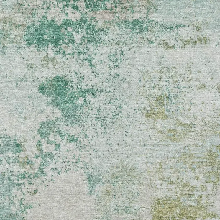 8' X 10' Beige Teal Blue And Ivory Abstract Washable Indoor Outdoor Area Rug
