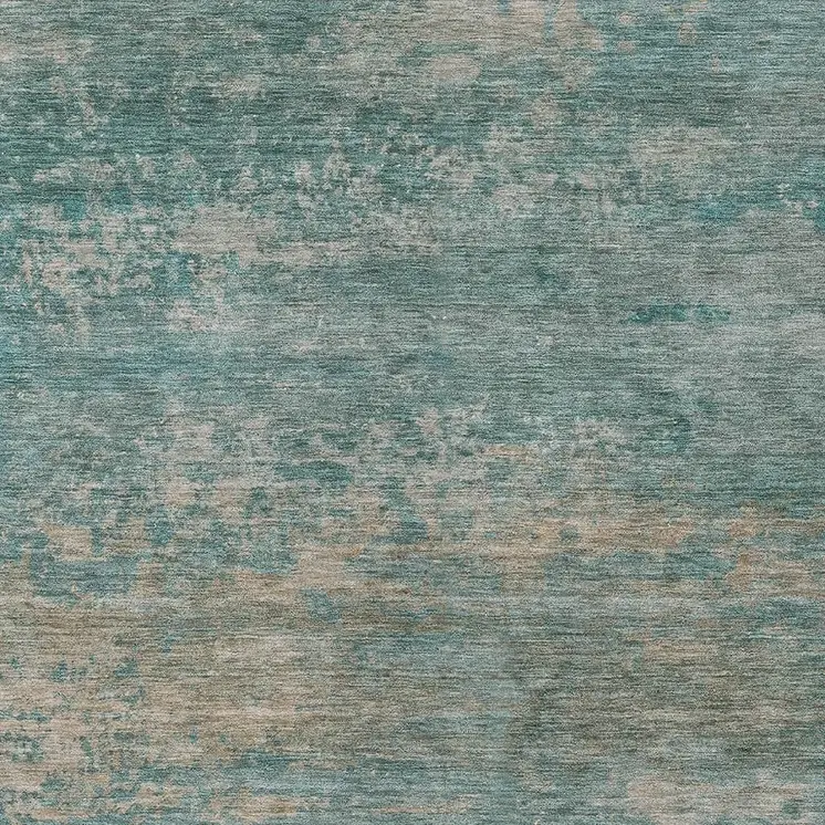 3' X 5' Aqua And Beige Abstract Washable Indoor Outdoor Area Rug