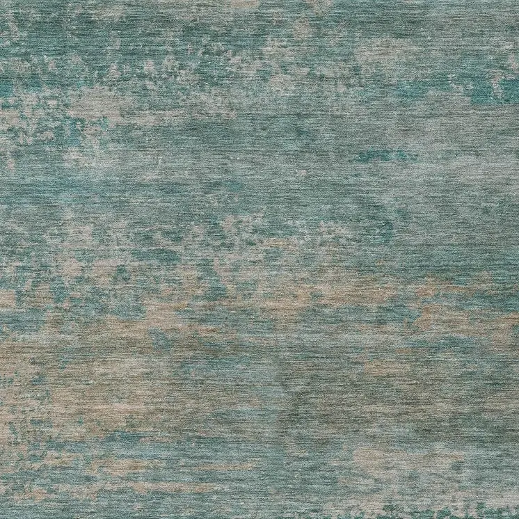 5' X 8' Aqua And Beige Abstract Washable Indoor Outdoor Area Rug