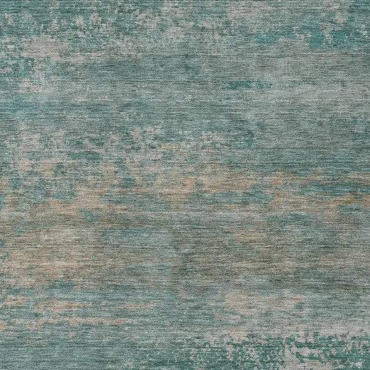 8' X 10' Aqua And Beige Abstract Washable Indoor Outdoor Area Rug